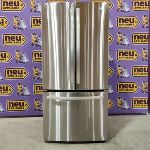 GE 33" Wide Stainless Steel ENERGY STAR 24.7 Cu. Ft. French-Door Refrigerator with Ice Maker and Water Dispenser 3SD883 - GNE25JYKFS - Open Box - Image 1