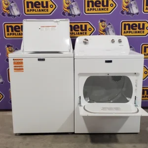 3.8 cu. ft. Capacity Washer Deep Fill Option Quick Wash Cycle Stainless Steel Wash Basket  7.0 cu. ft. Large Capacity Electric Dryer Auto Dry Wrinkle Prevent Option Hamper Door + View more Washer Model- MVW4005SW,  Washer condition- Scratch & Dent Minor  Dryer Model- MED4005SW  Dryer condition- Open Box - Image 8