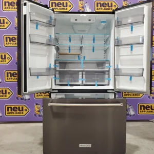 KitchenAid Black Stainless 36 in. 20 cu. ft. Counter Depth French Door Refrigerator with Wood-Look Nesting Shelf and Full Width Pantry Drawer KRFC136RBS - Scratch & Dent (Minor) - Image 13