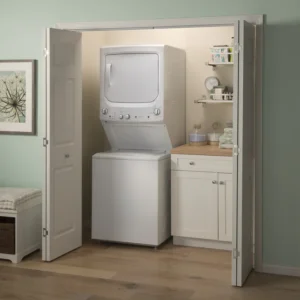 GE Unitized Spacemaker® 3.8 cu. ft. Capacity Washer with Stainless Steel Basket and 5.9 cu. ft. Capacity Electric Dryer GUD27ESSMWW - New in Box - Image 2