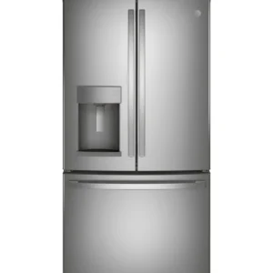 GE Energy Star 3 Door French Door 27.7 Cu. Ft. Refrigerator with TwinChill Evaporators in Fingerprint Resistant Stainless Steel GFE28GYNFS - New in Box - Image 1